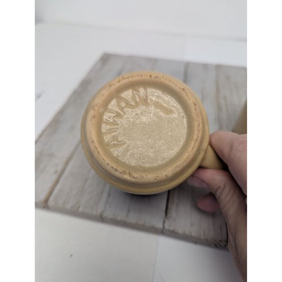 Vintage Mid Century Modern 2-Tone Drip Glaze Pottery Coffee Mugs Set of 2 - Picture 11 of 11